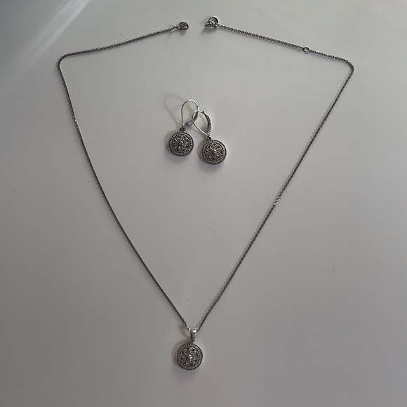 Saks Fifth Ave Sterling Silver & Natural Diamond Necklace Earrings Set - Picture 6 of 6